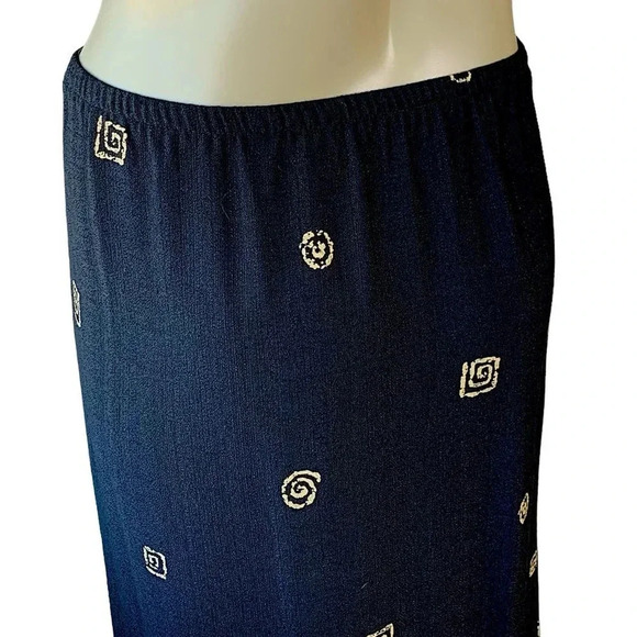 Alfred Dunner Vintage Pull On Maxi Pencil Skirt Size 16 Black Gold Safari Print - Picture 10 of 15